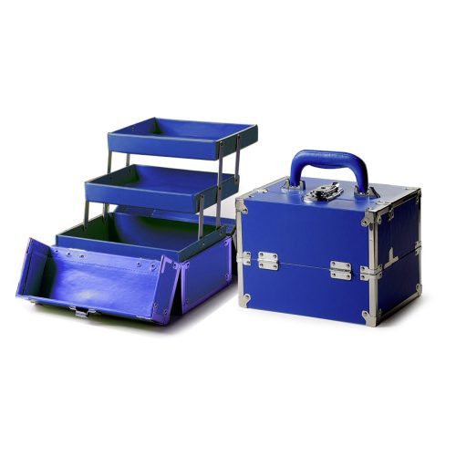 Case Blu a valigetta in ecopelle per strumenti da manicure